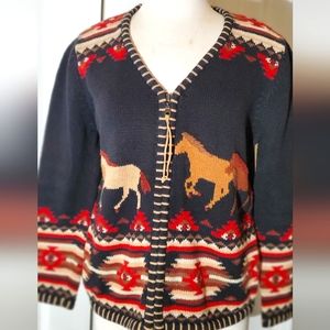 Ladies S zip front western sweater